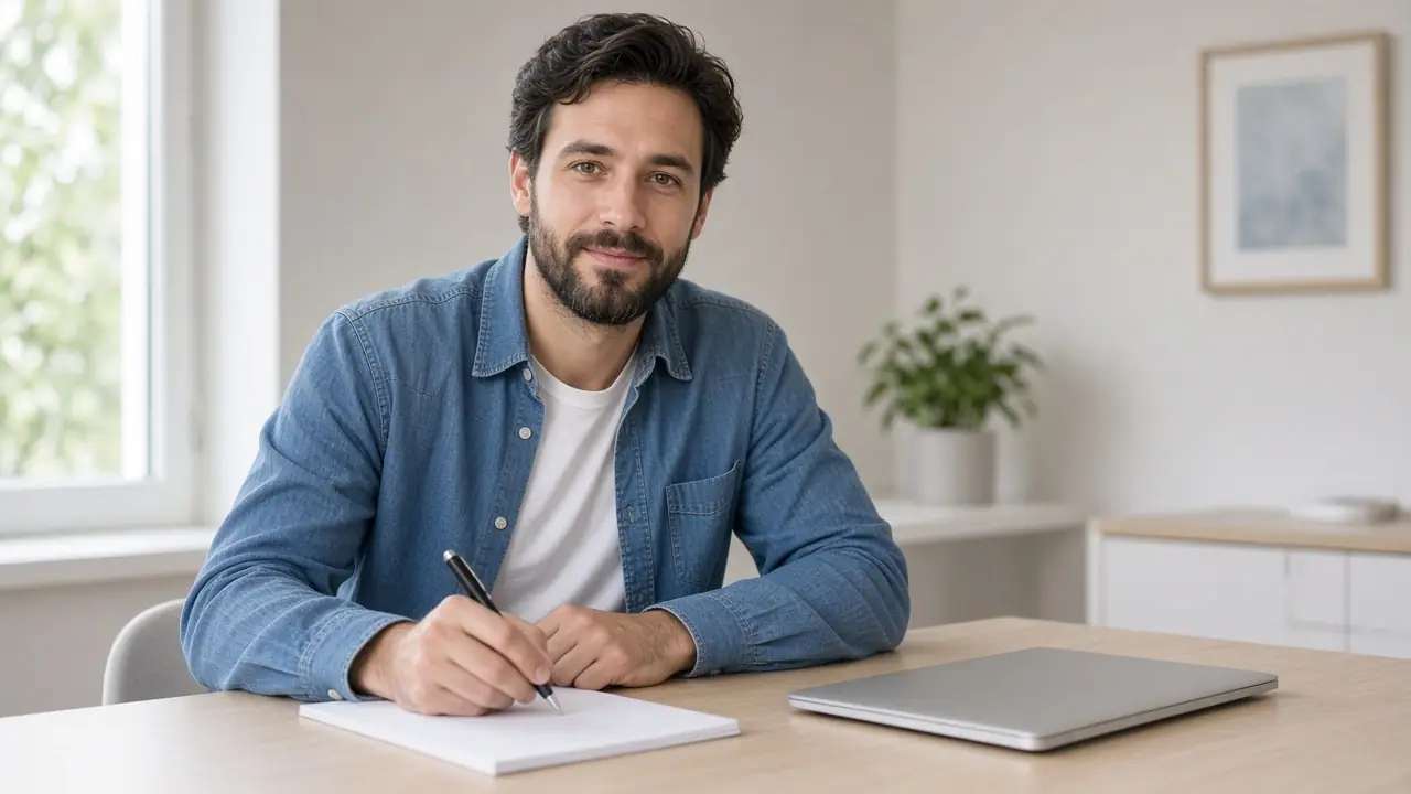 Adult at a desk preparing an appointment request